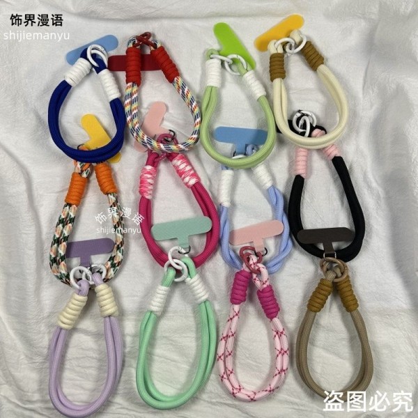 ins短款手机纯色钥匙扣腕带通用挂绳ccd编织相机手腕挂件手机链