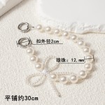 手机挂绳短款珍珠蝴蝶结手机链条金属扣手机链手機掛繩手腕带绳子