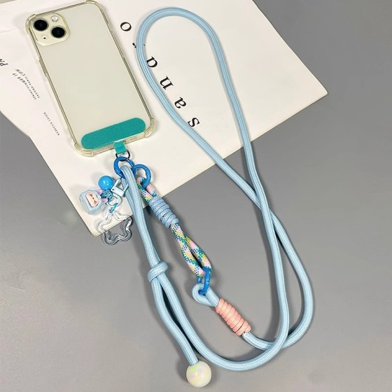 斜挎一绳三用可调节手机挂件挂绳长绳挂脖编织挂绳防丢卡通公仔厂