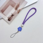 手机挂绳创意批发四叶草山茶花彩色花朵手机链条合金扣编织绳挂脖