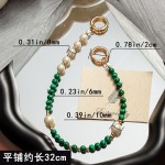 手机挂绳短款手机链串珠手腕带绿色珍珠手机壳链条绳子手機掛繩