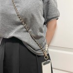 手机挂绳小香风珍珠皮卡链长款斜挎手机挂链金属皮质挂件包包挂饰