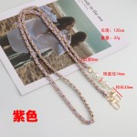 手机挂绳小香风珍珠皮卡链长款斜挎手机挂链金属皮质挂件包包挂饰