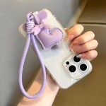 皮绳爱心挂件手机壳挂绳手提手腕短款包包钥匙扣防丢挂饰送垫片