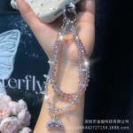 水晶手机链挂饰高级感美人鱼锆石吊坠挂链手机链绳高货车挂链条女