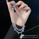 水晶手机链挂饰高级感美人鱼锆石吊坠挂链手机链绳高货车挂链条女