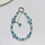 高级感卡通水钻猫头手机链水晶珍珠手工串珠包包钥匙扣挂件防丢女