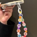 时尚多巴胺彩色串珠手机挂绳肤感磨砂百搭手机链短款手腕手提挂链