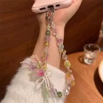 夏日彩虹小清新渐变串珠手机链挂件钥匙扣百搭温柔彩色高级感挂饰