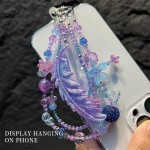 炫彩树脂羽毛吊坠饰品手机链 原创diy花朵三链仿水晶外贸盲盒礼物