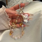 ins马年新年合金串珠手机链可爱kitty猫手机挂件钥匙扣ccd挂链