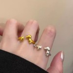 腊肠狗戒指女可爱哑光创意小狗主人开口指环小众简约设计食指戒