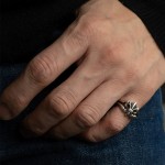 复古鸢尾花戒指男潮个性冷淡风十字花指环时尚百搭高级感开口戒