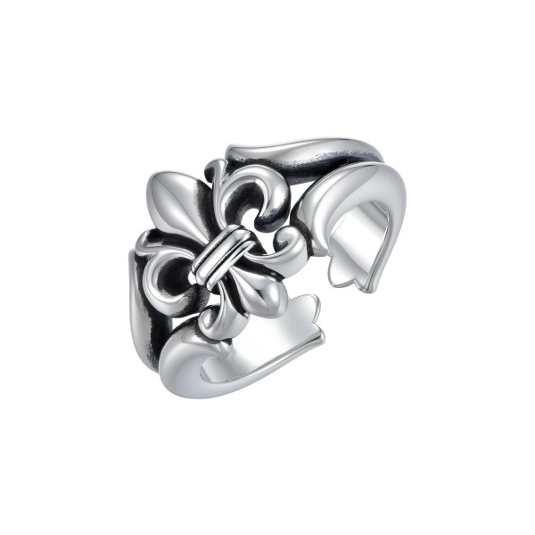 复古鸢尾花戒指男潮个性冷淡风十字花指环时尚百搭高级感开口戒