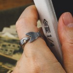 艺尚原创鱼形时尚百搭s925泰银开口愉悦指环复古个性时尚可调节男