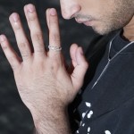 满钻闪电戒指男潮不规则心电图食指戒时尚个性男士开口指环批发