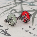 复古梅花戒指女简约高级感石榴红仿玛瑙食指戒时尚百搭创意感指环