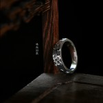 艺尚纯手工錾刻樱花s925泰银戒指女复古个性ins小众情侣开口饰品
