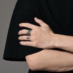 上帝之眼羽毛戒指男潮个性高级感镶钻单身食指戒时尚百搭分金指环