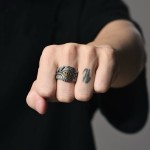 上帝之眼羽毛戒指男潮个性高级感镶钻单身食指戒时尚百搭分金指环
