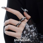 新品灰烬戒指男高级感小众潮ins冷淡风食指戒可调节轻奢指环饰品