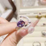 山茶新品璀璨葡萄紫钻系列珠宝  镀金满钻爆闪贵气优雅轻奢戒指女