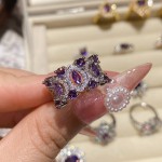 山茶新品璀璨葡萄紫钻系列珠宝  镀金满钻爆闪贵气优雅轻奢戒指女