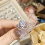 山茶璨若星河婚戒系列 镀18K金镶璀璨火彩3A锆 INS百搭活口戒指女