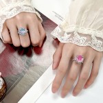 2025新款庄生生珠宝铜底镀金仿真玫瑰切海蓝色花苞质感戒指女12mm