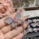 山茶璀璨粉色爱心轻奢公主戒指女 精工镀18K蝴蝶结阿斯切粉锆指环