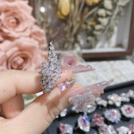 山茶璀璨粉色爱心轻奢公主戒指女 精工镀18K蝴蝶结阿斯切粉锆指环