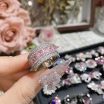 山茶璀璨粉色爱心轻奢公主戒指女 精工镀18K蝴蝶结阿斯切粉锆指环