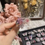 山茶璀璨粉色爱心轻奢公主戒指女 精工镀18K蝴蝶结阿斯切粉锆指环