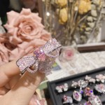 山茶璀璨粉色爱心轻奢公主戒指女 精工镀18K蝴蝶结阿斯切粉锆指环