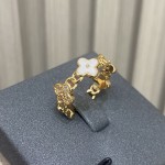 镀18k天然贝母幸运四叶草开口戒指女欧美风ins轻奢气质不掉色指环