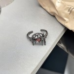 朋克暗黑风个性红钻开口戒指无性别风辣妹叠戴小众设计独特食指戒
