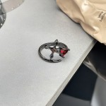 朋克暗黑风个性红钻开口戒指无性别风辣妹叠戴小众设计独特食指戒