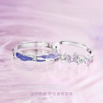 星光蝴蝶情侣戒指男女ins小众设计珐琅滴胶轻奢对戒生日礼物女友