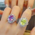 精工高碳钻香槟鸽子蛋戒指女时尚百搭鸟巢切高级轻奢豪华戒指