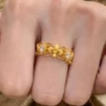 「鸢尾花」轻奢中古vntage复古个性金属花朵拉丝锆石戒指叠戴指环