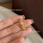 「鸢尾花」轻奢中古vntage复古个性金属花朵拉丝锆石戒指叠戴指环