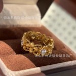 「鸢尾花」轻奢中古vntage复古个性金属花朵拉丝锆石戒指叠戴指环