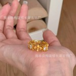 「鸢尾花」轻奢中古vntage复古个性金属花朵拉丝锆石戒指叠戴指环