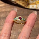 新款文艺复古蓝花锆石戒指宫廷风新中式食指环送女友礼物直播