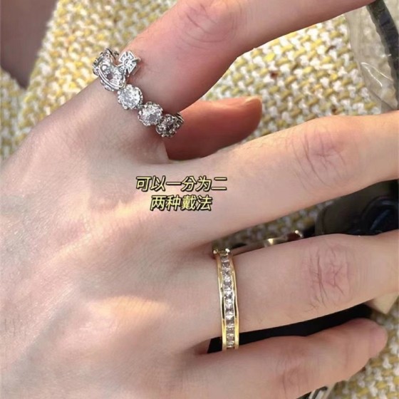 西太后土星星球双层戒指满钻戒指女宇宙几何双层多种戴法闺蜜指环