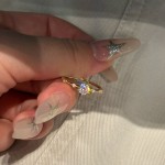 爆闪闪钻鸽子蛋素圈叠戴戒指2026新款精致轻奢高级感指环饰品定制