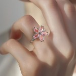 抖音时来运粉钻樱花旋转戒指网红少女食指时尚个性蹦迪饰品