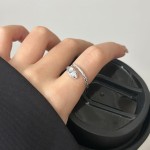 S925纯银蓝水翡翠灵蛇戒指女小众设计轻奢高级感食指戒可调节指环