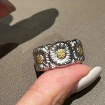 意大利手工拉丝布拉提双色金小雏菊戒指权志龙同款情侣活口女戒