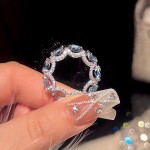 新款轻奢微镶满钻海蓝排戒 星河公主蕾丝花边海蓝宝手链彩宝戒指